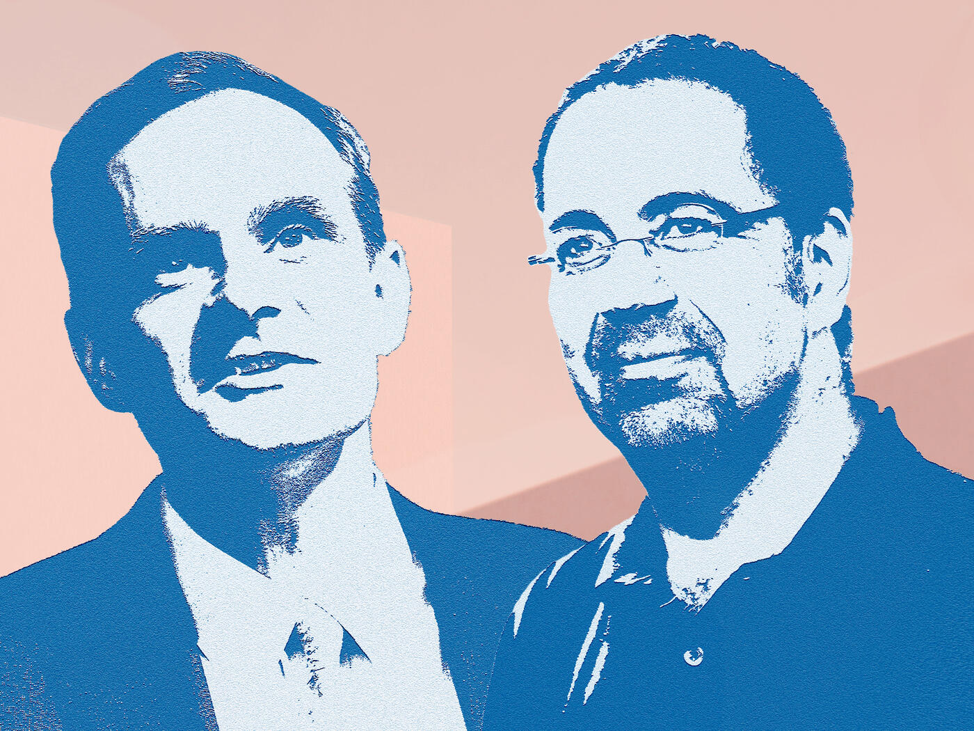 Photo illustration of Simon Johnson and Daron Acemoglu